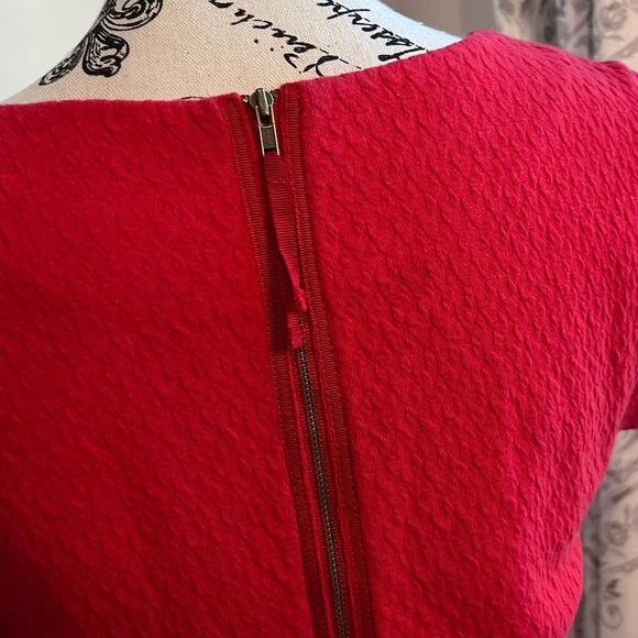 Maeve Red Tulip Hem Knit Dress Size Medium with Exposed Back Zip Up Size Med - Picture 8 of 13